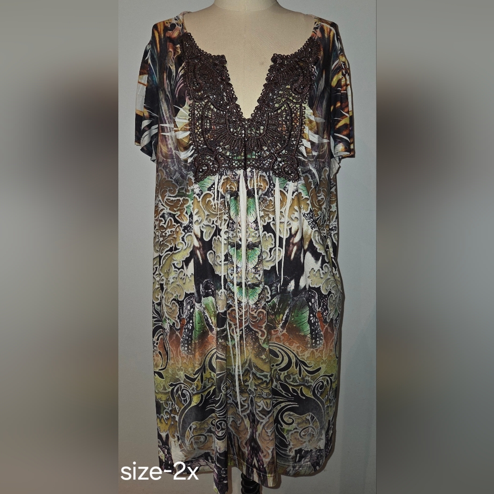 Apt. 9 Colorful Tunic with Brown Accents